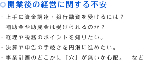 開業後の経営に関する不安